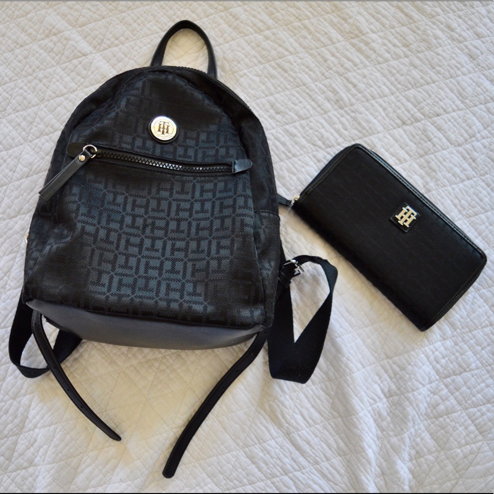 Tommy Hilfiger Black Mini Backpack with Wallet